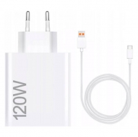 Carregador Xiaomi Hypercharge Combo USB-A 120W Branco + Cabo USB-A para USB-C 1m Original