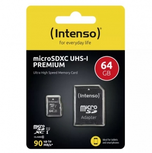 Cartão de Memória INTENSO 64GB microSDXC UHS-I PREMIUM com Adapatador