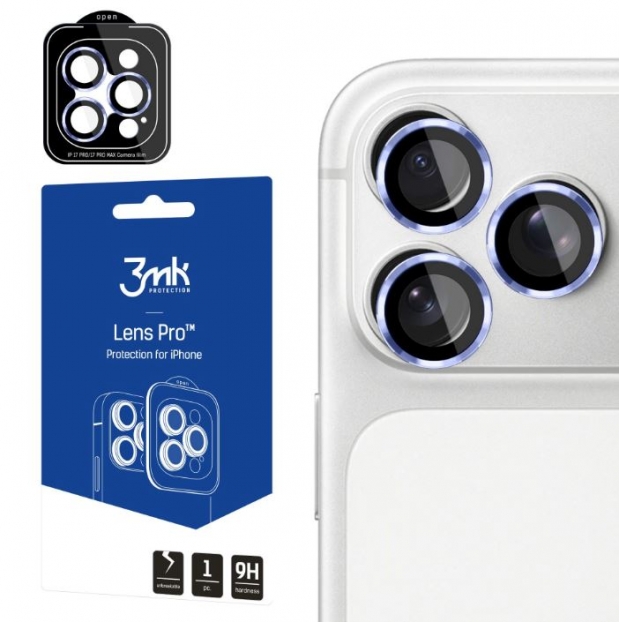 Pelicula Protetora de Vidro de Camara Iphone 18 Pro, Iphone 18 Pro Max 3MK Lens Protection Pro Azul