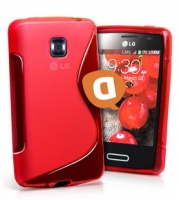 Capa em Silicone  S-CASE  LG L3 II (E430) Vermelha Transparente