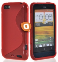 Capa em Silicone  S-CASE  HTC ONE V Vermelha Transparente