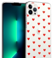 Capa Iphone 13 Pro Silicone 1mm Hearts Transparente
