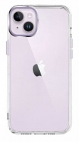 Capa Iphone 14 Plus Silicone Transparente e Border Camara em Aluminio Rosa