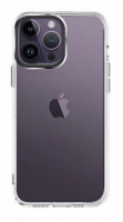 Capa Iphone 14 Pro Silicone Transparente e Border Camara em Aluminio Preto