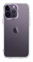 Capa Iphone 14 Pro Silicone Transparente e Border Camara em Aluminio Rosa