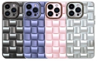 Capa Iphone 14 Pro Quadrados Metalizado Cinza