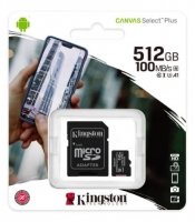 Cartão de Memória 512GB Kingston Canvas Select Plus MicroSD com Adaptador SD em Blister